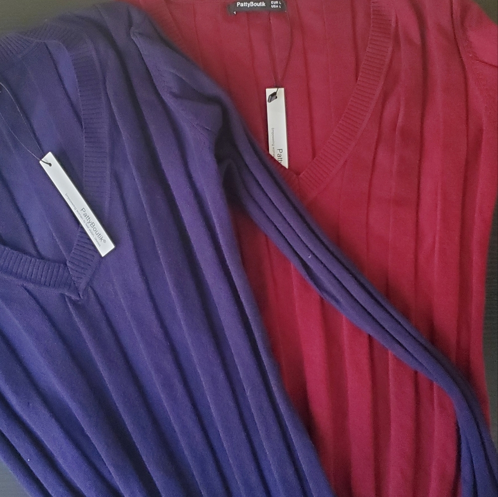 🍂 Bundle of 2 NWT PattyBoutik Form Fitting Sweater Dress Tunic Tops